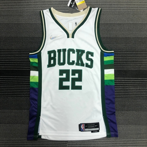 2022 City Version NBA Milwaukee Bucks White #22 Jersey-311