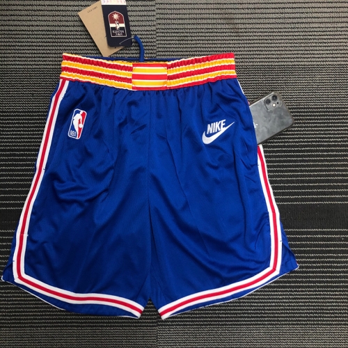 75thCommemorative Edition NBA Golden State Warriors Blue Shorts-311