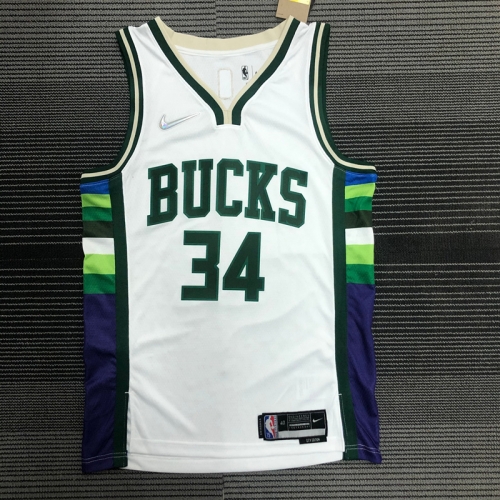 2022 City Version NBA Milwaukee Bucks White #34 Jersey-311