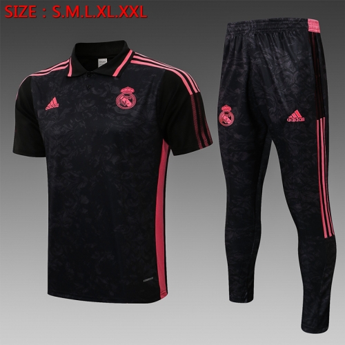 2021/2022 Real Madrid Black Thailand Soccer Polo Uniform-815