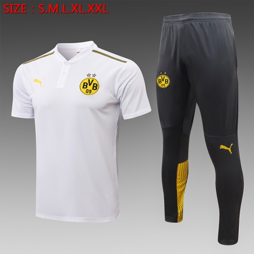 2021-22 Borussia Dortmund White Thailand Polo Uniform-815