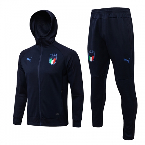 2021/2022 Italy Royal Blue Soccer Jacket Uniform With Hat-815