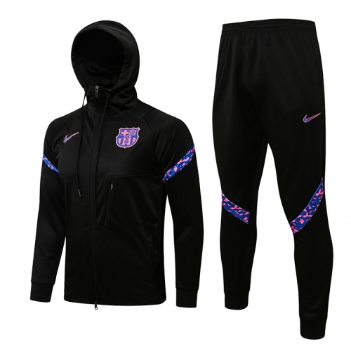 2021-2022 Barcelona Black With Pink logo Thailand Soccer Jacket Uniform With Hat-815