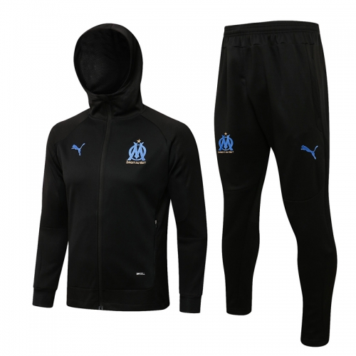 2021-22 Olympique de Marseille Black Jacket Uniform With Hat-815