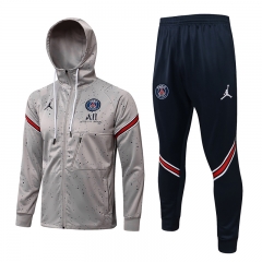 2021-2022 Paris SG Gray Soccer Jacket Uniform With Hat-815