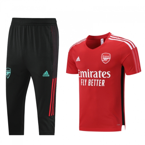 2021-22 Arsenal Red Shorts-Sleeve Thailand With cropped Tracksuit Uniform-LH