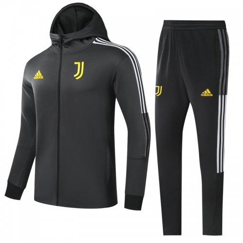 2021-2022 Juventus FC Black Kids/Youth Soccer Jacket Uniform With Hat-GDP