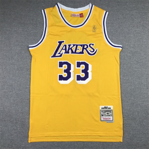 Retro Version NBA Los Angeles Lakers Yellow #33 Jersey