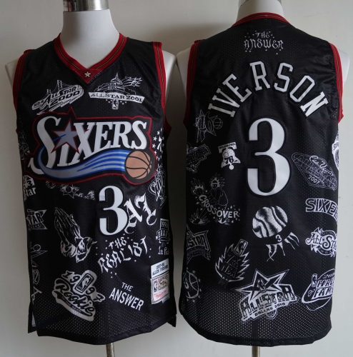 Philadelphia 76ers NBA Black #3 Jersey