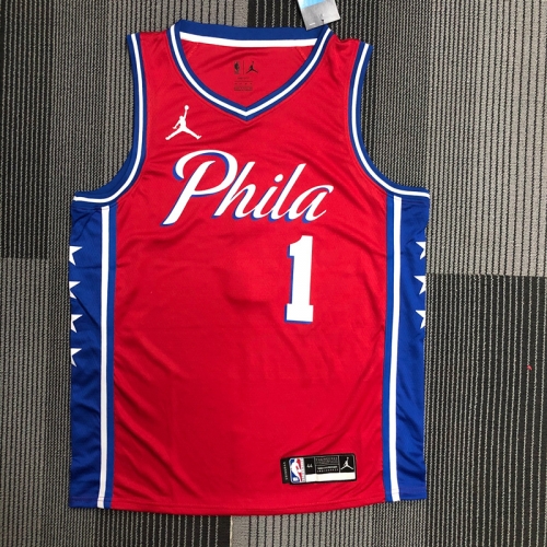 Feiren Version NBA Philadelphia 76ers Red V Collar #1 Jersey-311