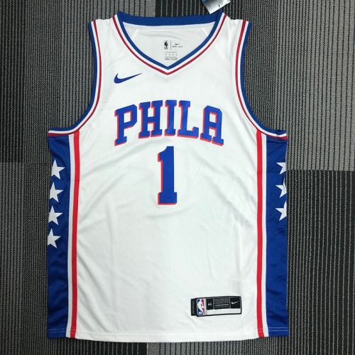 NBA Philadelphia 76ers White V Collar #1 Jersey-311