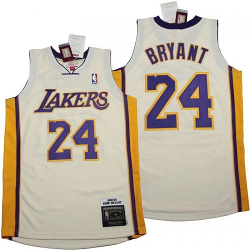 08-09 Retro Version Mitchell&Ness NBA Los Angeles Lakers White #24 Jersey-311