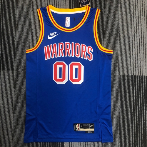 75th Commemorative Edition Golden State Warriors Blue With Orange Neck #00 Jersey-311