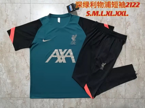 2021-22 Liverpool Greeb Shorts-Sleeve Thailand Soccer Tracksuit Uniform-815