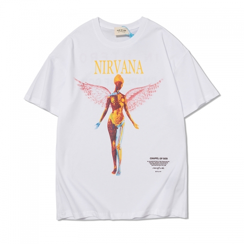 FOG FEAR OF GOD Kanye Rock Style Nirvana Angel Print Short Sleeve Shirts