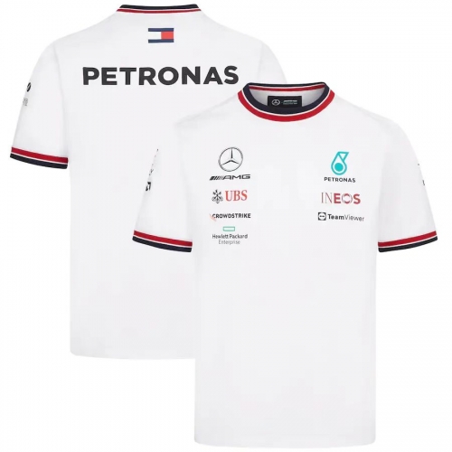 2021-2022 Mercedes White Round Collar Formula One Racing Jersey-805