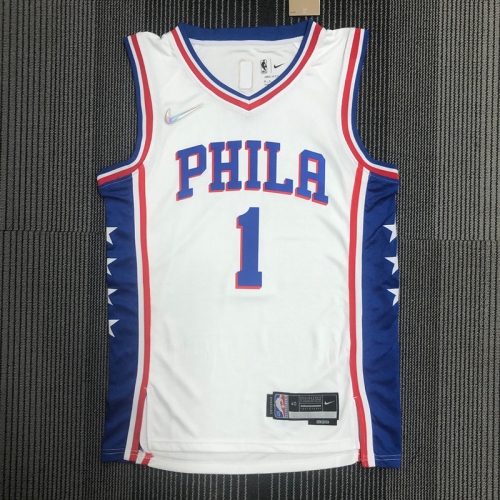 75th NBA Philadelphia 76ers White V Collar #1 Jersey-311