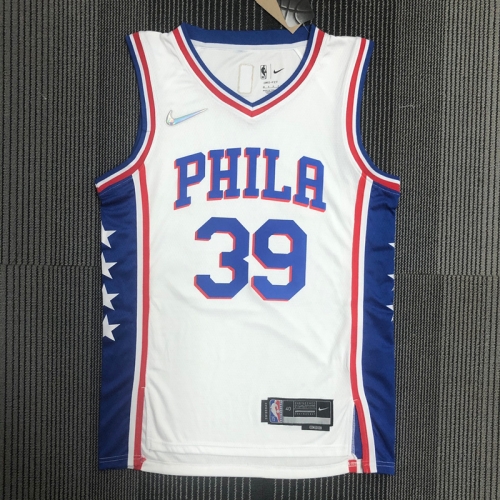 75th NBA Philadelphia 76ers White V Collar #39 Jersey-311