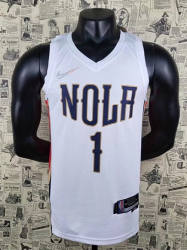 75th Commemorative Edition NBA New Orleans Pelicans White #1 Jersey-07