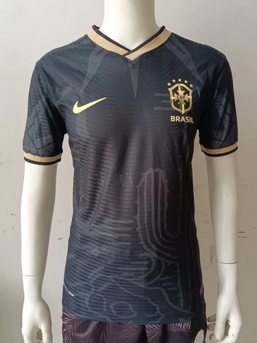 Player Version 2021-2023 Brazil Black Thailand Soccer Jersey AAA-807