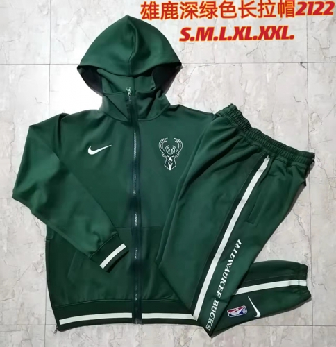 2021-2022 NBA Milwaukee Bucks Green With Hat Jacket Uniform With Hat-815