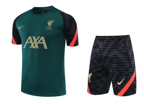 2021-22 Liverpool Green Thailand Soccer Training Jersey Uniform-418