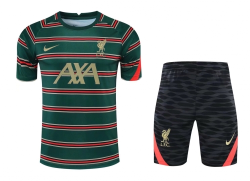 2021-22 Liverpool Red & Green Thailand Soccer Training Jersey Uniform-418