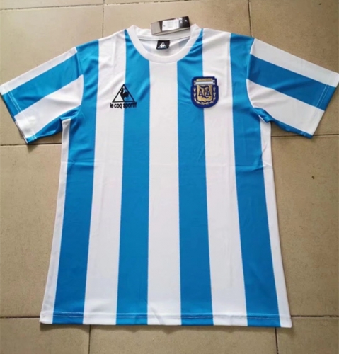1986 Retro Version Argentina Home White & Blue Thailand Soccer Jersey AAA-818/2041