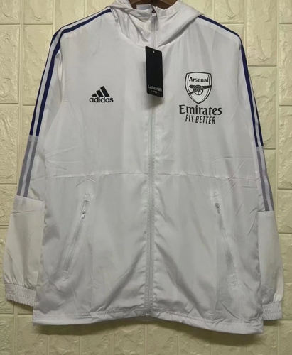 2022-23 Arsenal White Thailand Soccer Windbreaker Top With Hat-SH