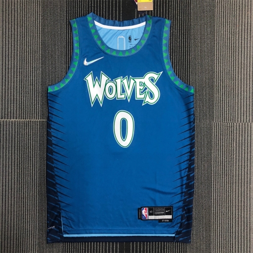 2022 City Version NBA Minnesota Timberwolves Blue & Black #0 Jersey-311