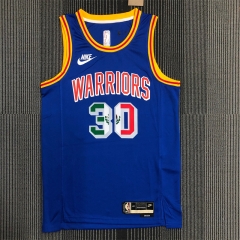 75th Commemorative Retro Version Nik Golden State Warriors Blue #30 Jersey-311