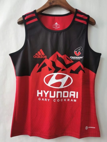 2021/22 Crusaders Home Red & Black Thailand Rugby Shirts Vest-805