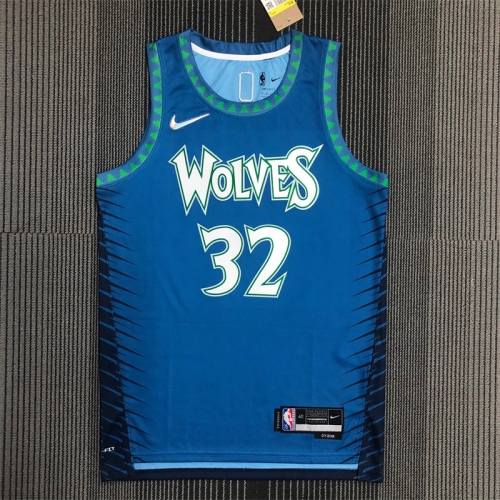 2022 City Version NBA Minnesota Timberwolves Blue & Black #32 Jersey-311