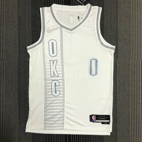 2022 City Version NBA Oklahoma City Thunder White #0 Jersey-311