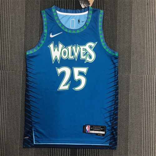 2022 City Version NBA Minnesota Timberwolves Blue & Black #25 Jersey-311