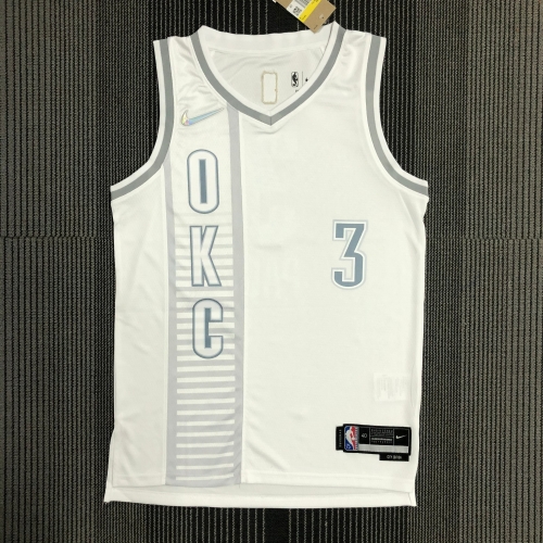 2022 City Version NBA Oklahoma City Thunder White #3 Jersey-311