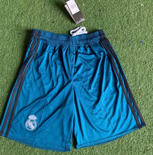 17-18 Retro Version Real Madrid 2nd Blue Thailand Soccer Shorts-301