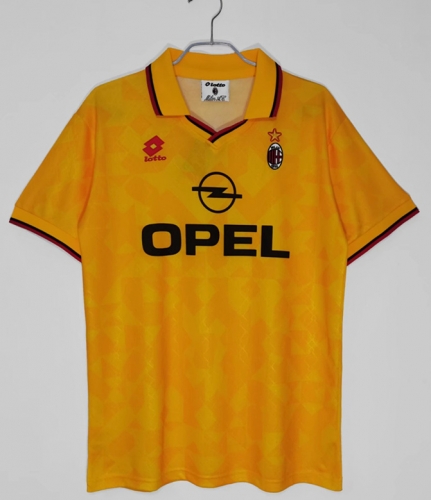 1995-96 Retro Version AC Milan Yellow Thailand Soccer Jersey AAA-710