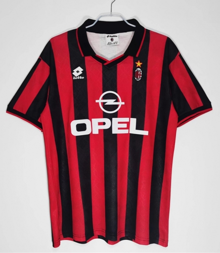 1995-96 Retro Version AC Milan Home Red & Black Thailand Soccer Jersey AAA-710