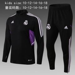 2022/23 Real Madrid Black Thailand Youth/Kids Soccer Tracksuit Uniform-801/411