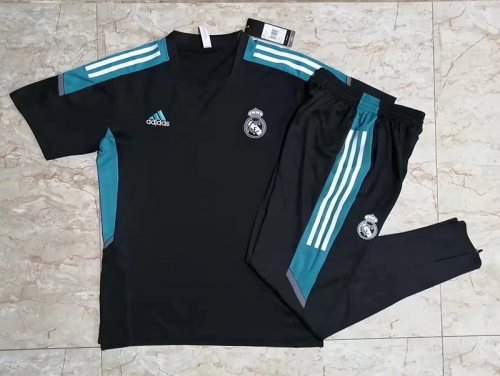 2021/2022 Real Madrid Black Shorts-Sleeve Thailand Tracksuit Uniform-815