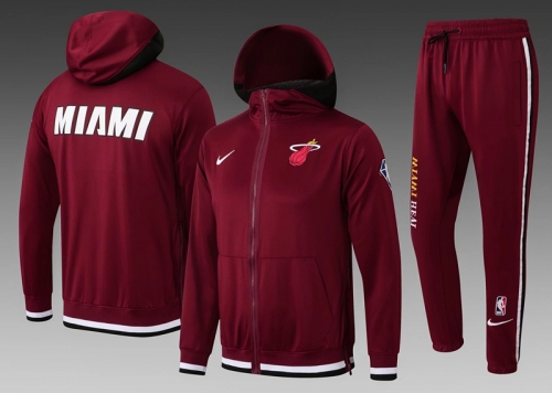 NBA Miami Heat Maroon Soccer Jacket Uniform With Hat-815