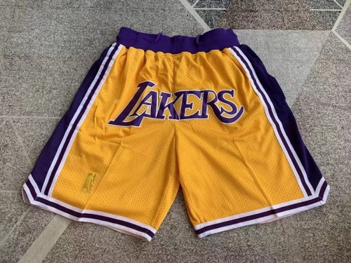 2021-2022 NBA Los Angeles Lakers Yellow Shorts-805