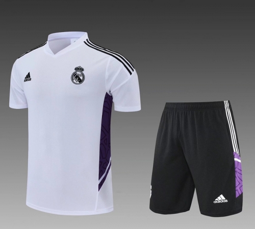 2022-23 Real Madrid White Shorts-Sleeve Thailand Tracksuit Uniform-PO