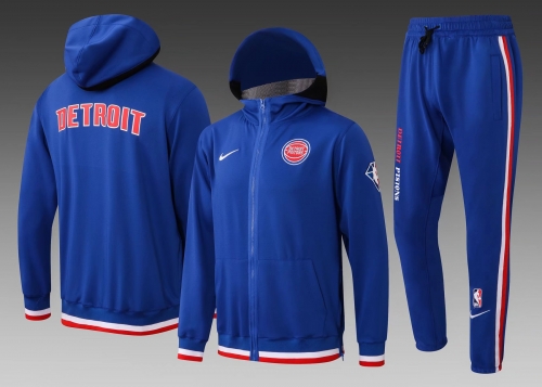 2021-2022 NBA Detroit Pistons CaiBlue With Hat Jacket Uniform With Hat-815