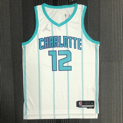 75th Commemorative Edition NBA Charlotte Hornets White #12 Jersey-311