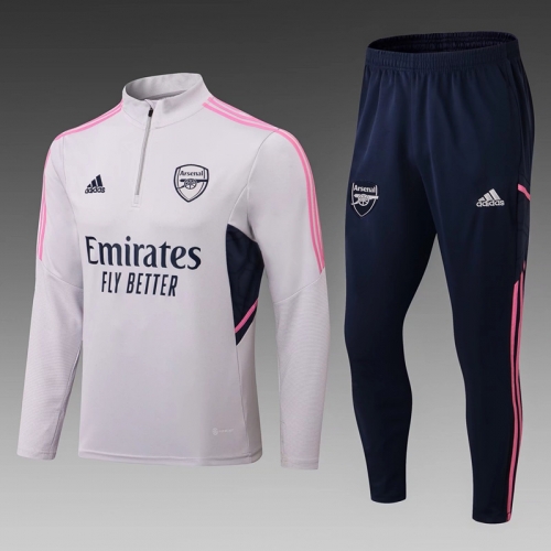 2022-23 Arsenal Gray Soccer Tracksuit Uniform-411