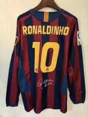 05-06 Retro Version Barcelona Home Red & Blue #10 (RONALDINHO) Thailand LS Soccer Jersey AAA-811