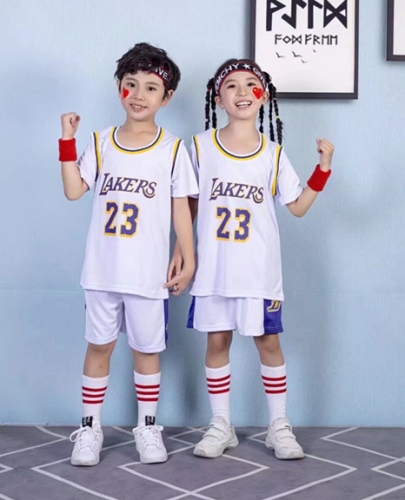 Los Angeles Lakers White #23 NBA Kids/Youth Uniform-SN