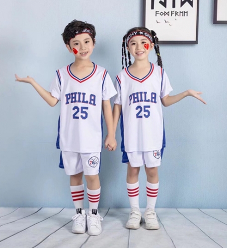 Philadelphia 76ers White #25 NBA Kids/Youth Uniform-SN